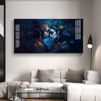 Quardro Radha Krishna Premium Acrylic Horizontal Wall Art