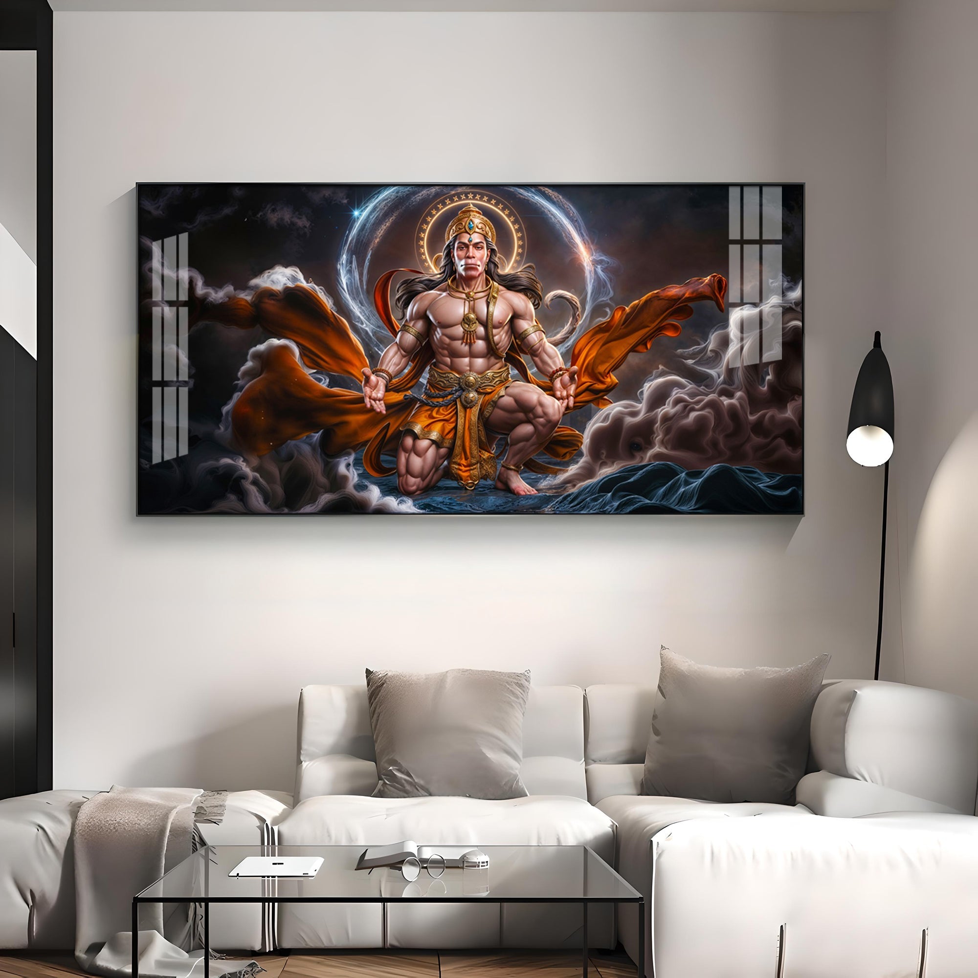 Ethereal Guardian Hanuman Premium Acrylic Horizontal Wall Art