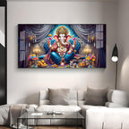 Lord Ganesha With Laddu Premium Acrylic Horizontal Wall Art