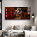 Little Keshava With Flute Premium Acrylic Horizontal Wall Art