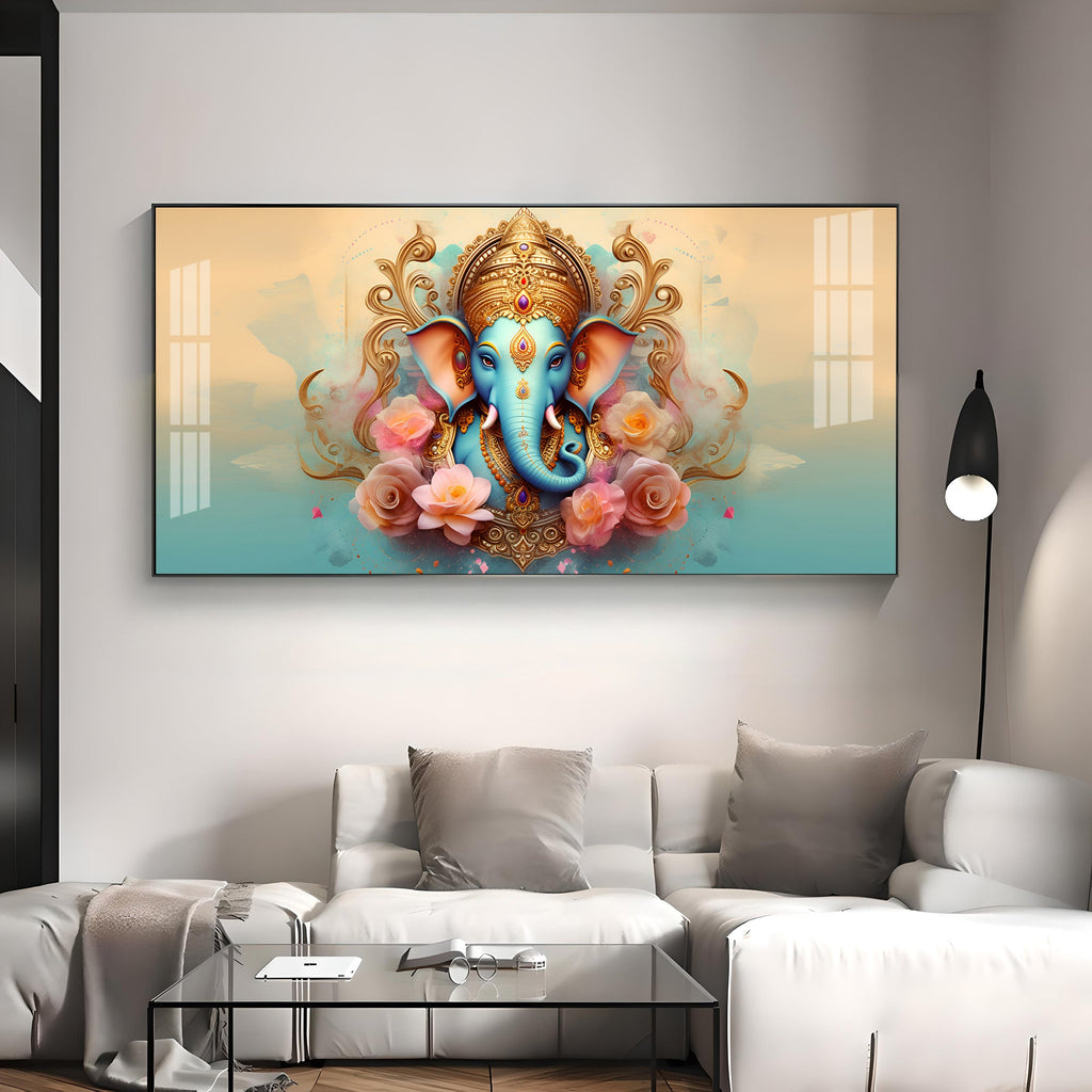 Divine Lord Ganesha Premium Acrylic Horizontal Wall Art