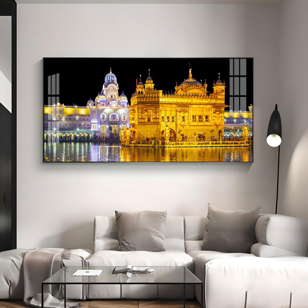 The Majestic Golden Temple Premium Acrylic Horizontal Wall Art