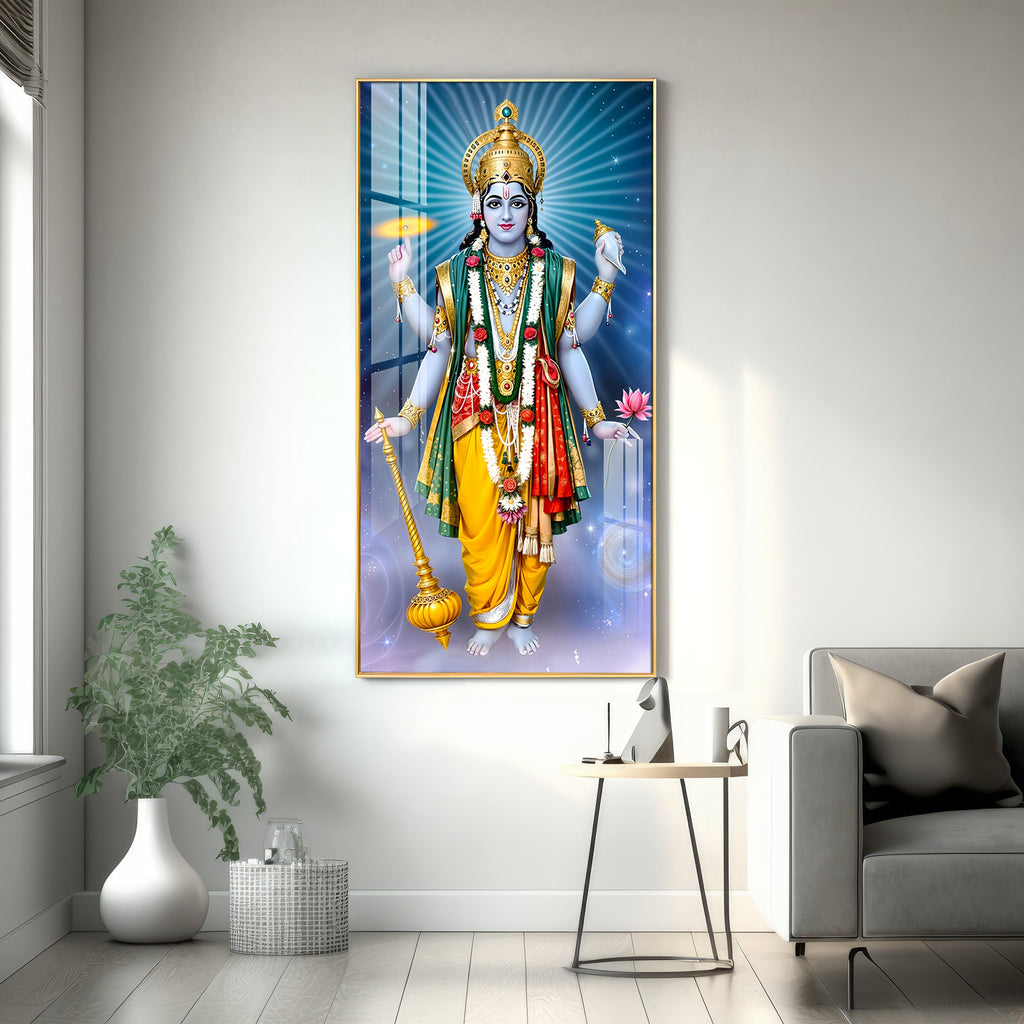 Lord Vishnu ji Premium Acrylic Vertical Wall Art
