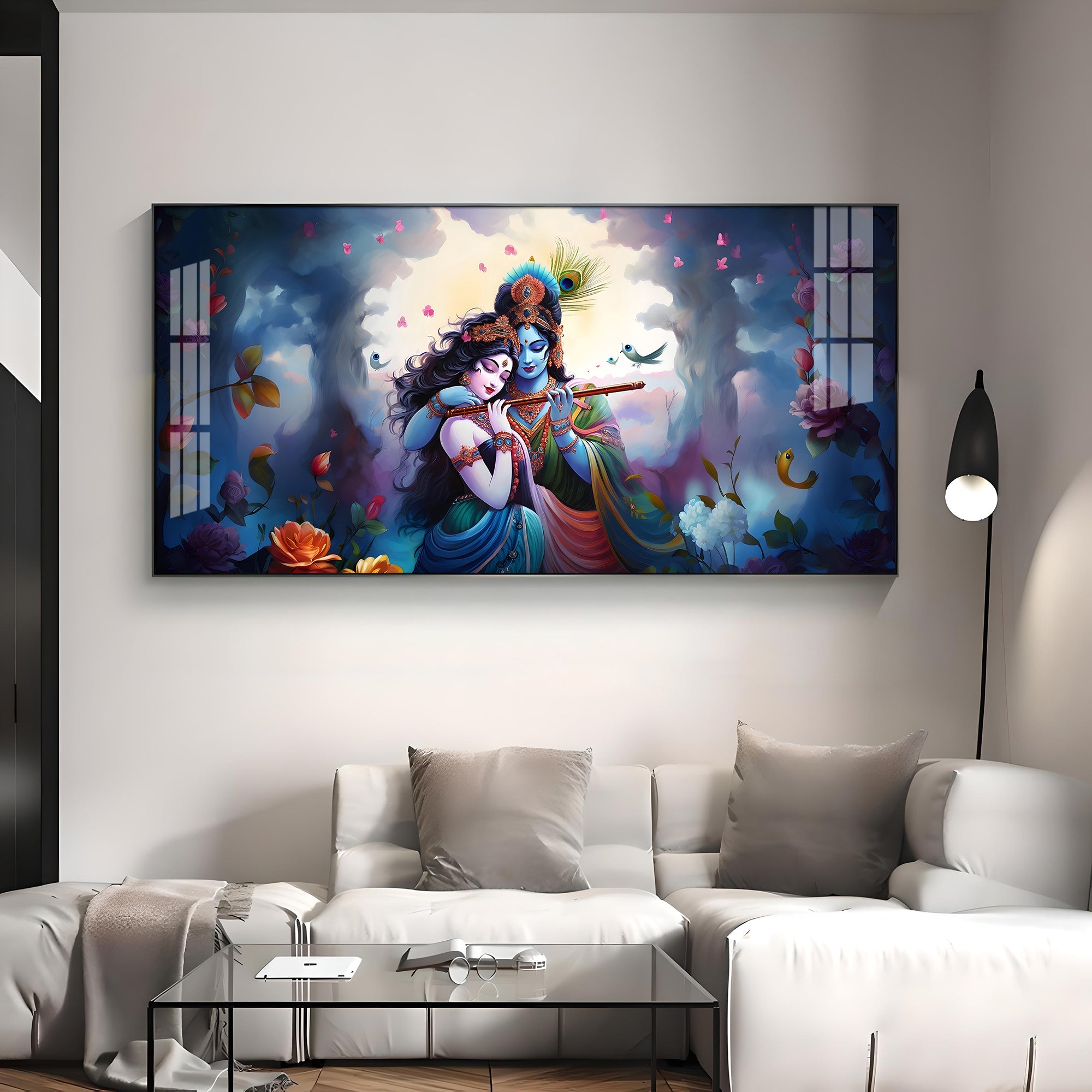 Astounding Love Of Radha Krishna Premium Acrylic Horizontal Wall Art