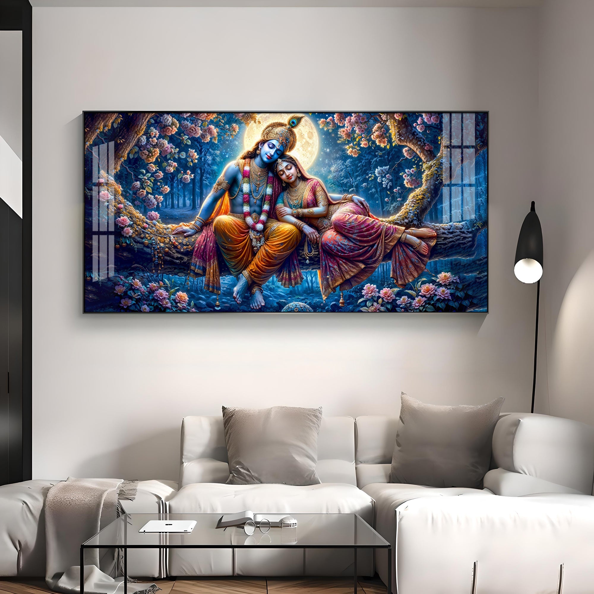 Krishna and His Beloved Premium Acrylic Horizontal Wall Art