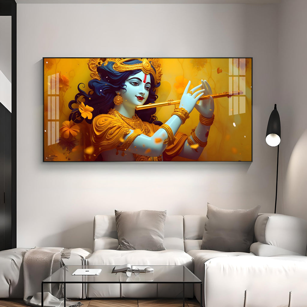 Golden Armlet Lord Krishna Premium Acrylic Horizontal Wall Art