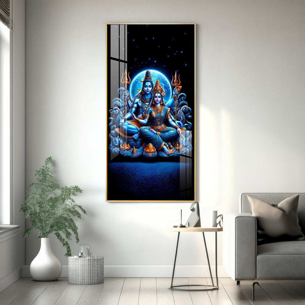 Shiva And Shakti Premium Acrylic Vertical Wall Art