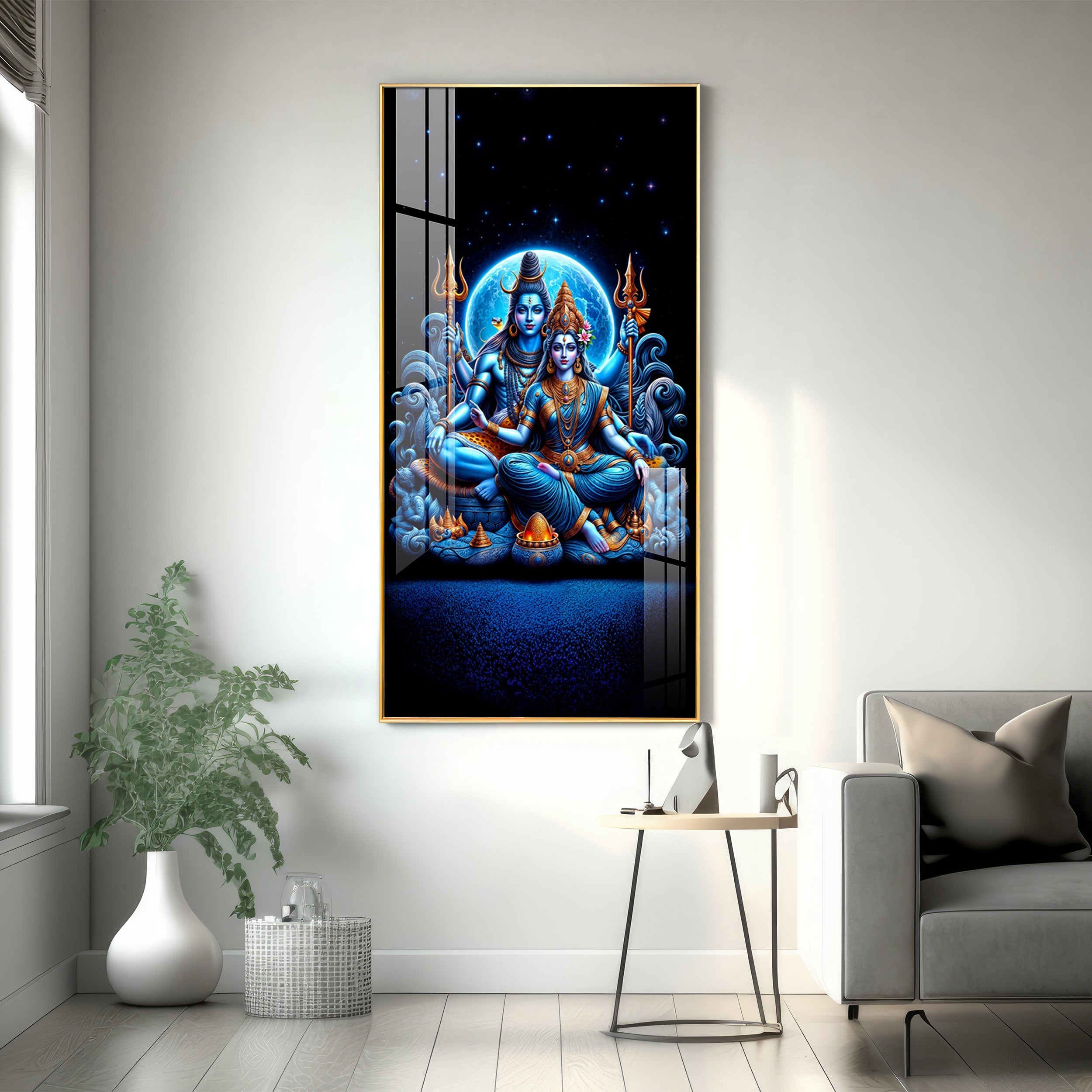 Shiva And Shakti Premium Acrylic Vertical Wall Art