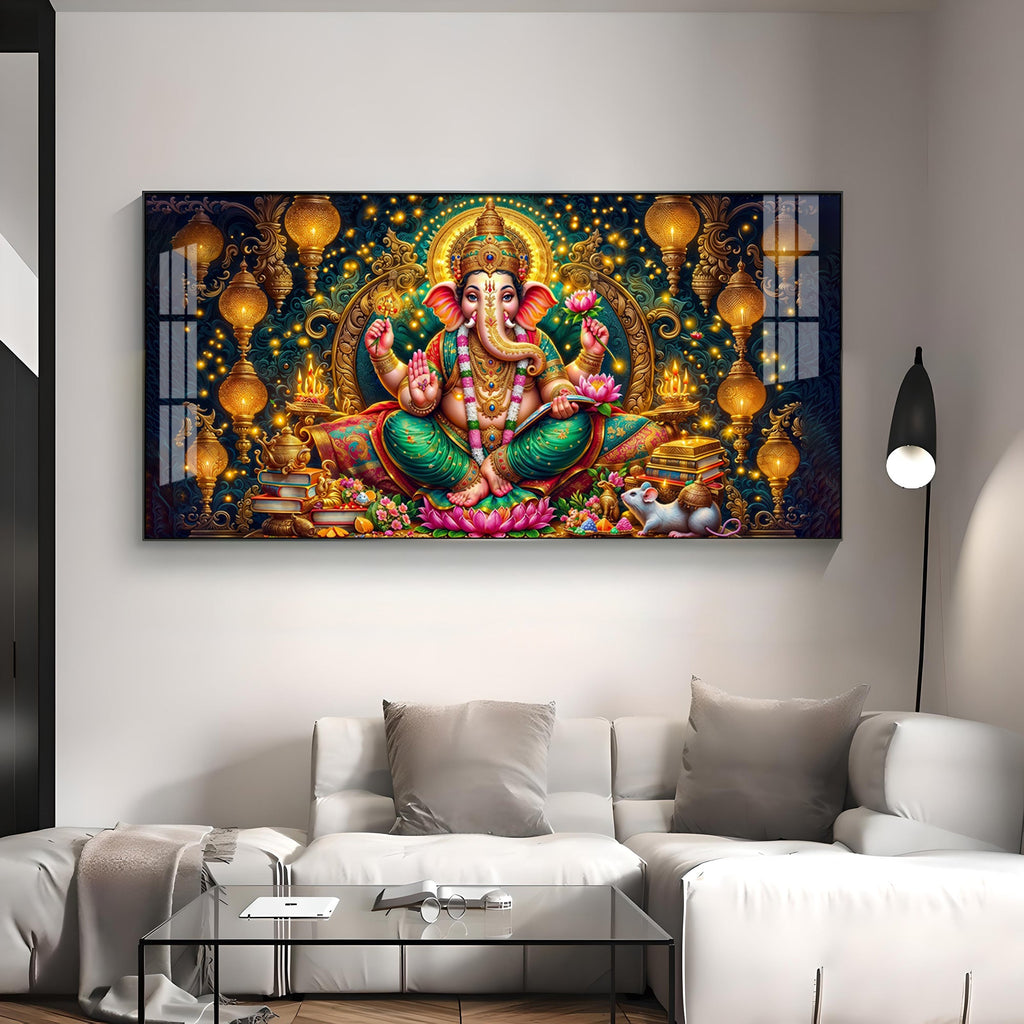 Lord Ganesha Radiance Premium Acrylic Horizontal Wall Art