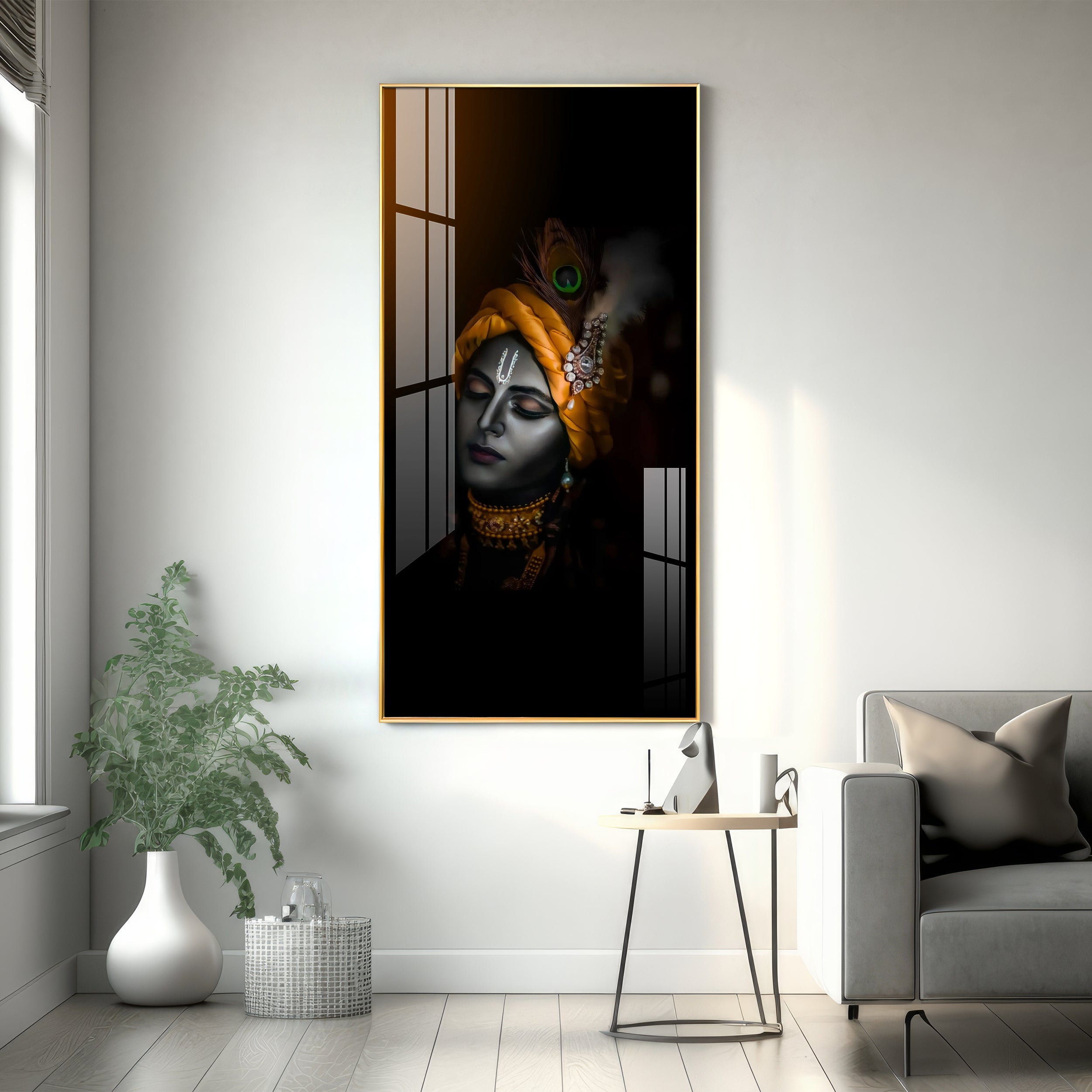 Lord Krishna Premium Acrylic Vertical Wall Art