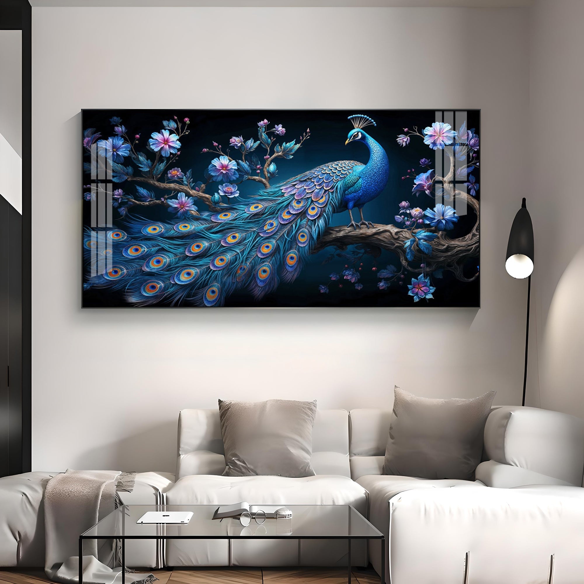 Surreal Peacock Scenery Premium Acrylic Horizontal Wall Art