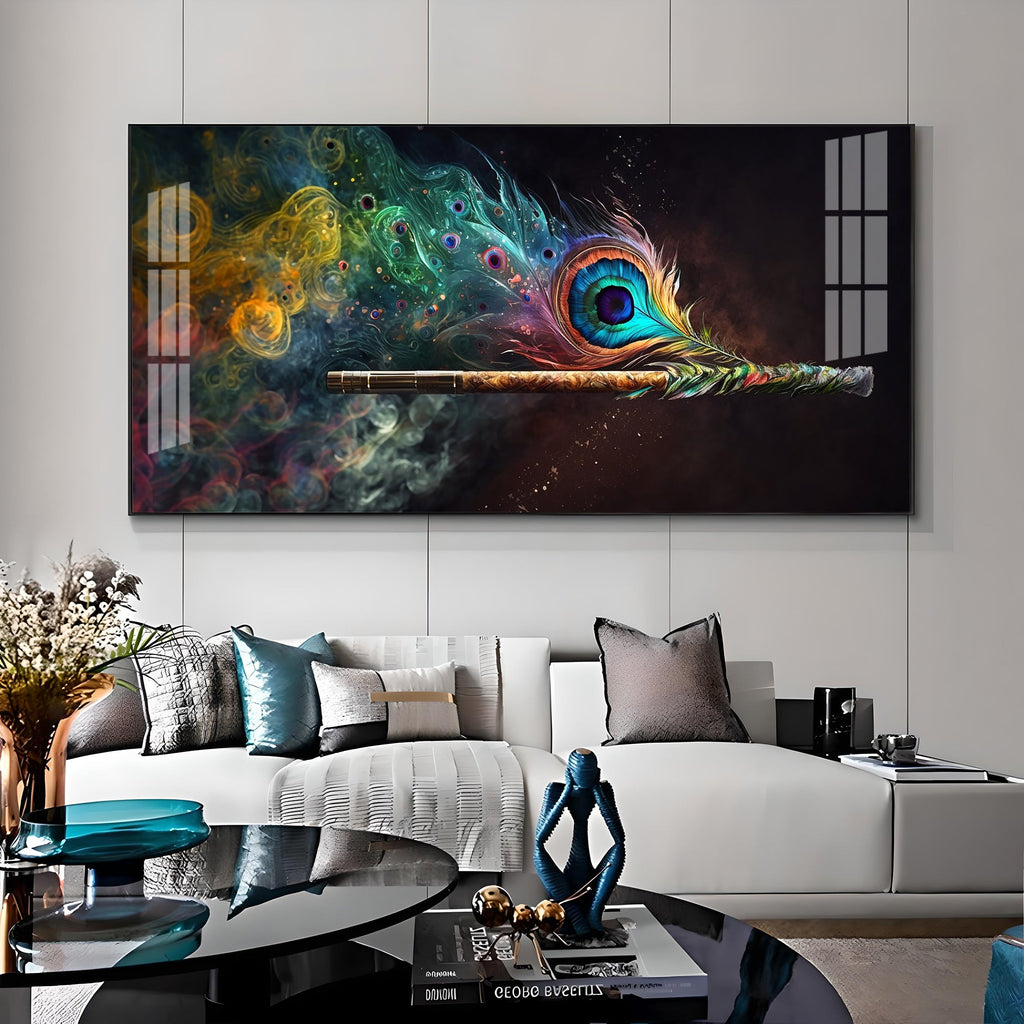 Divine Krishna Coverts Illumination Premium Acrylic Horizontal Wall Art