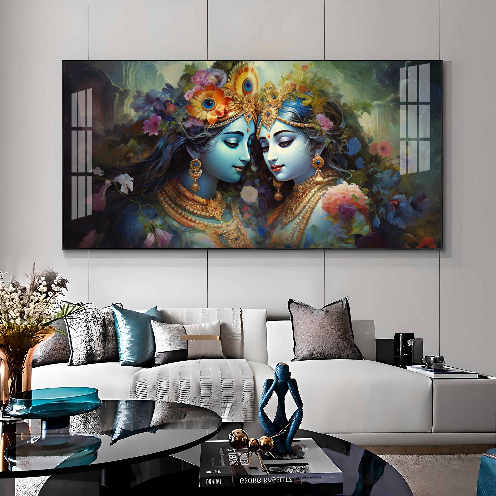 Krishna's Love For Radha Premium Acrylic Horizontal Wall Art