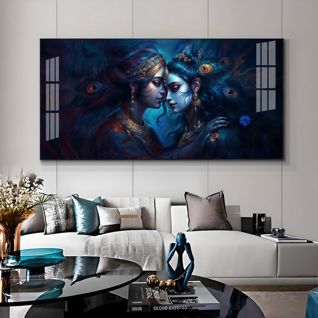 Quardro Radha Krishna Premium Acrylic Horizontal Wall Art