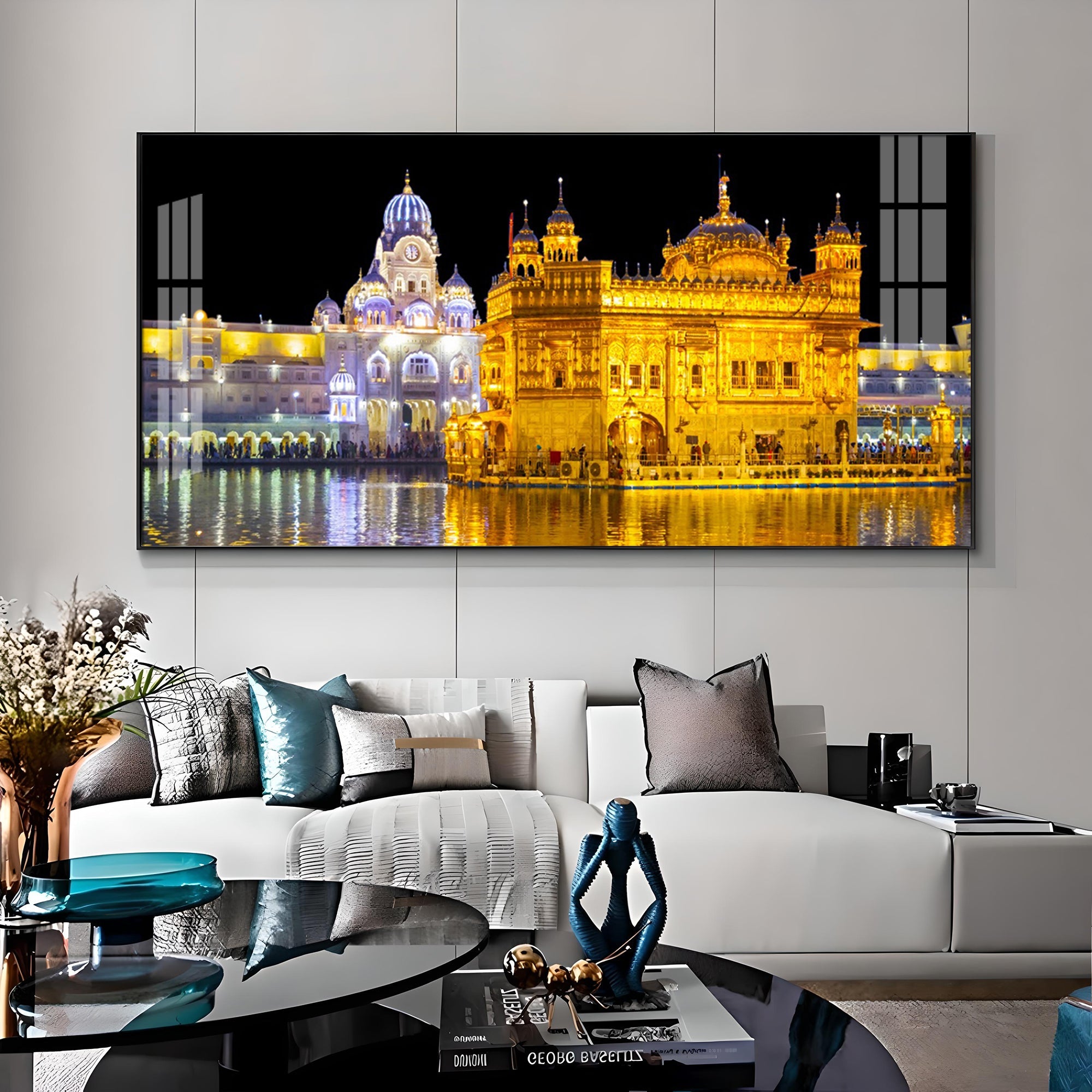 The Majestic Golden Temple Premium Acrylic Horizontal Wall Art