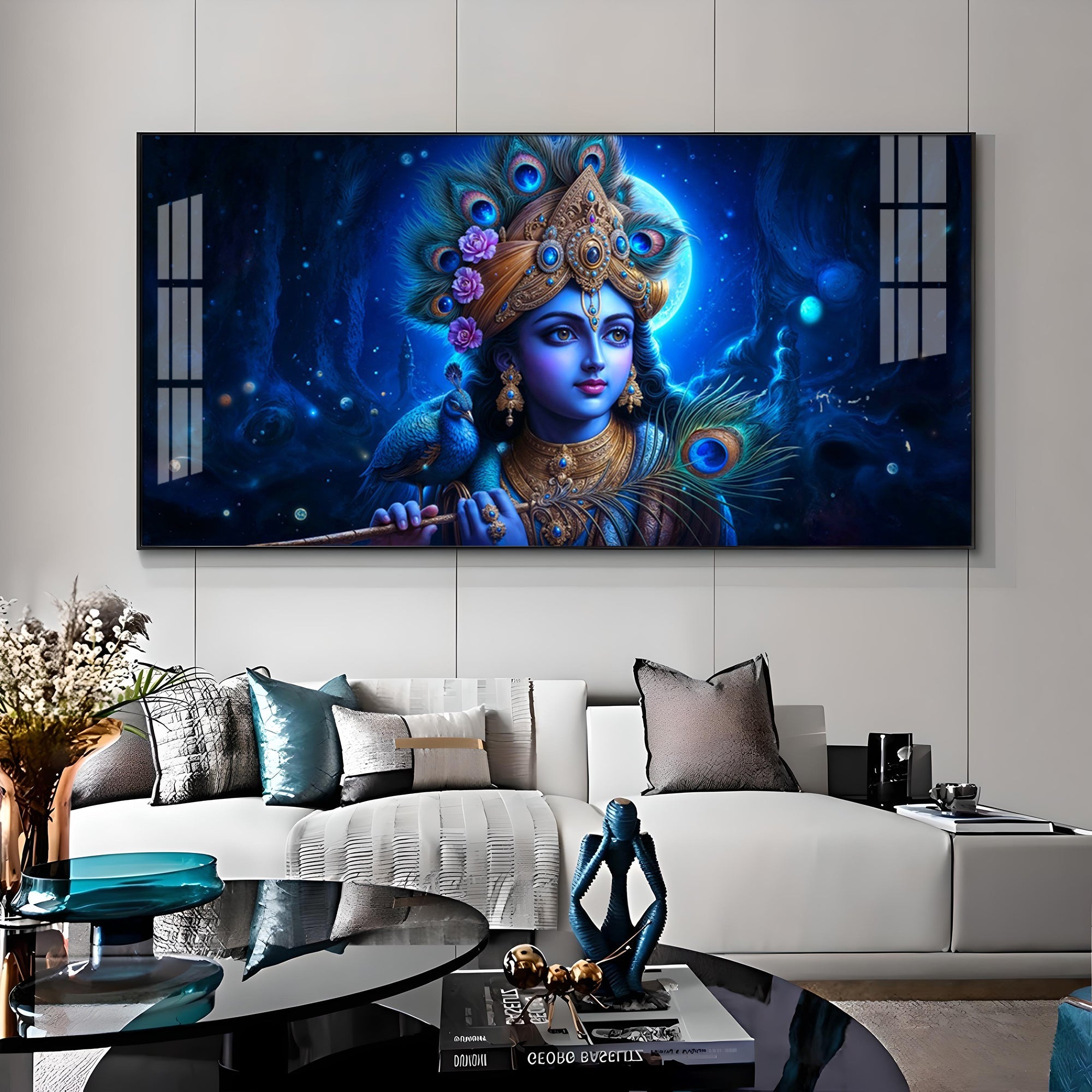 Lord Krishna Bliss Premium Acrylic Horizontal Wall Art