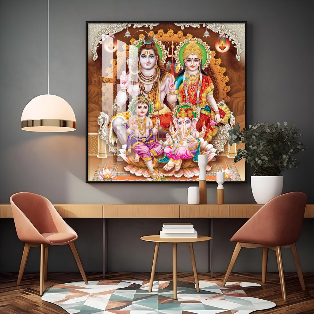Shiv Parivar Premium Acrylic Square Wall Art