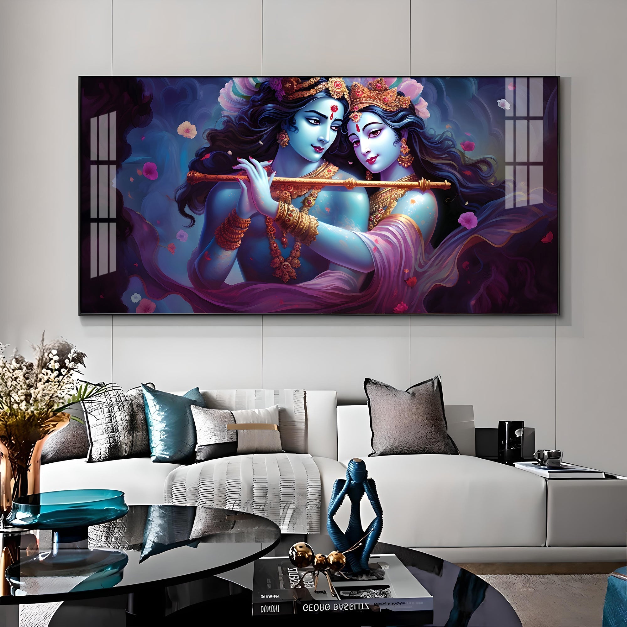 Radha Krishna Unforgetful Love Premium Acrylic Horizontal Wall Art