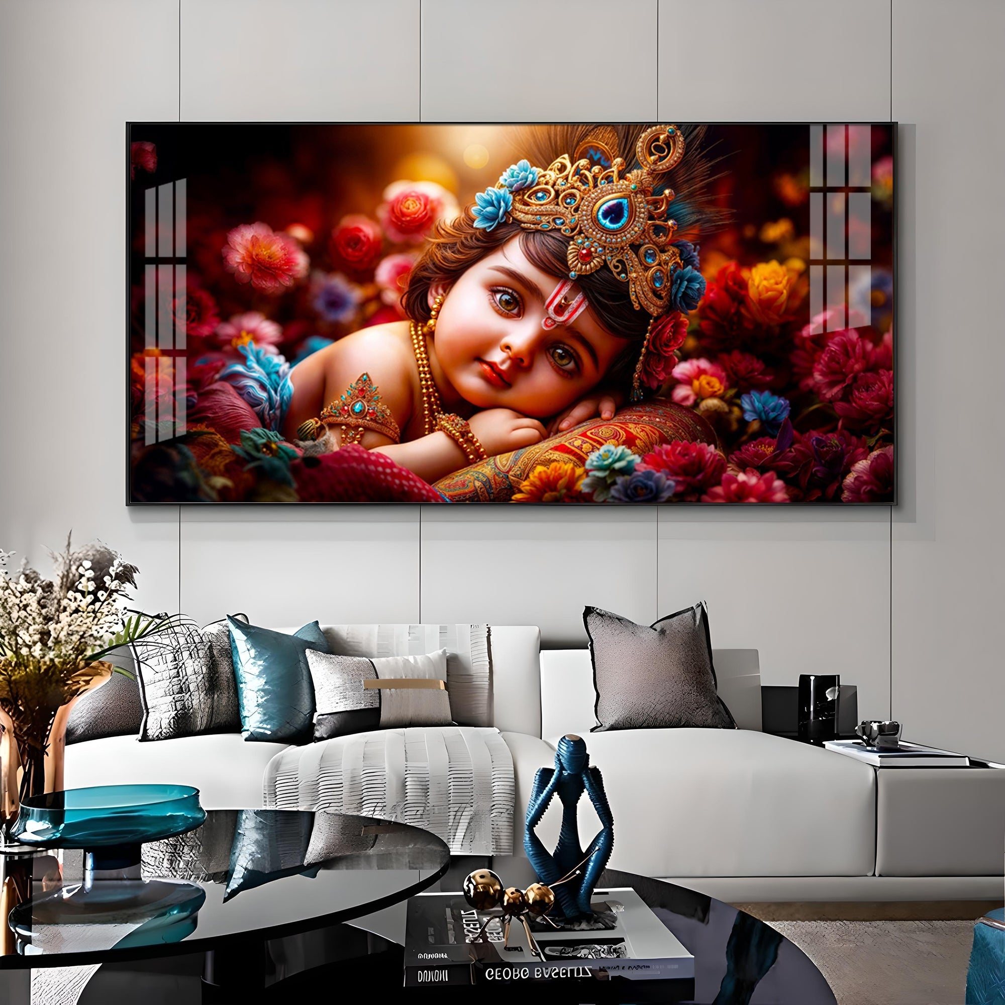 Cute Little Krishna Premium Acrylic Horizontal Wall Art