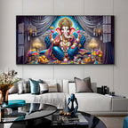 Lord Ganesha With Laddu Premium Acrylic Horizontal Wall Art