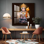 Lord Hanuman Ji and Neem Karoli Baba Premium Acrylic Square Wall Art