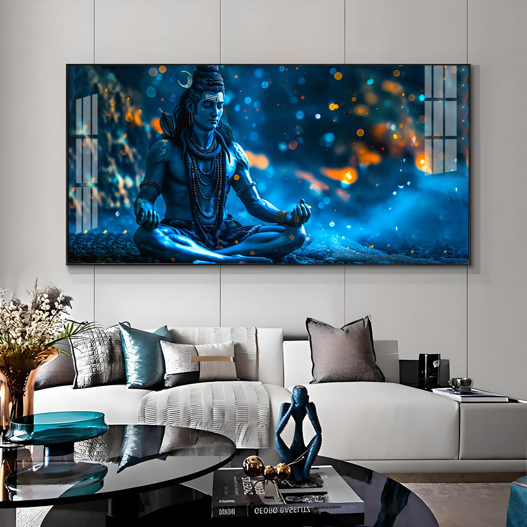 Mahadev In Spiritual Endeavor Premium Acrylic Horizontal Wall Art