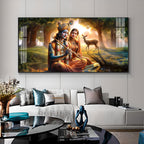 Krishna and Radha Living Portrait Premium Acrylic Horizontal Wall Art