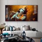 Om Jai Shree Krishna Premium Acrylic Horizontal Wall Art