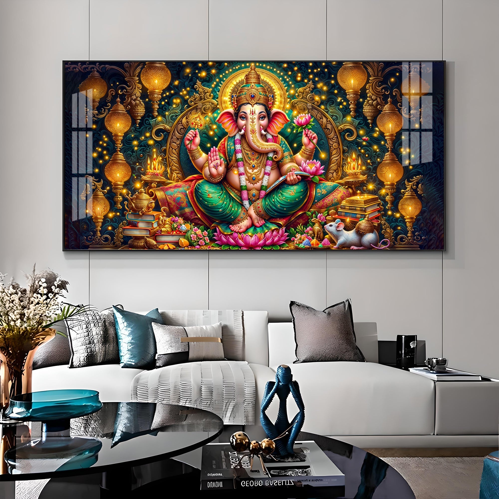 Lord Ganesha Radiance Premium Acrylic Horizontal Wall Art