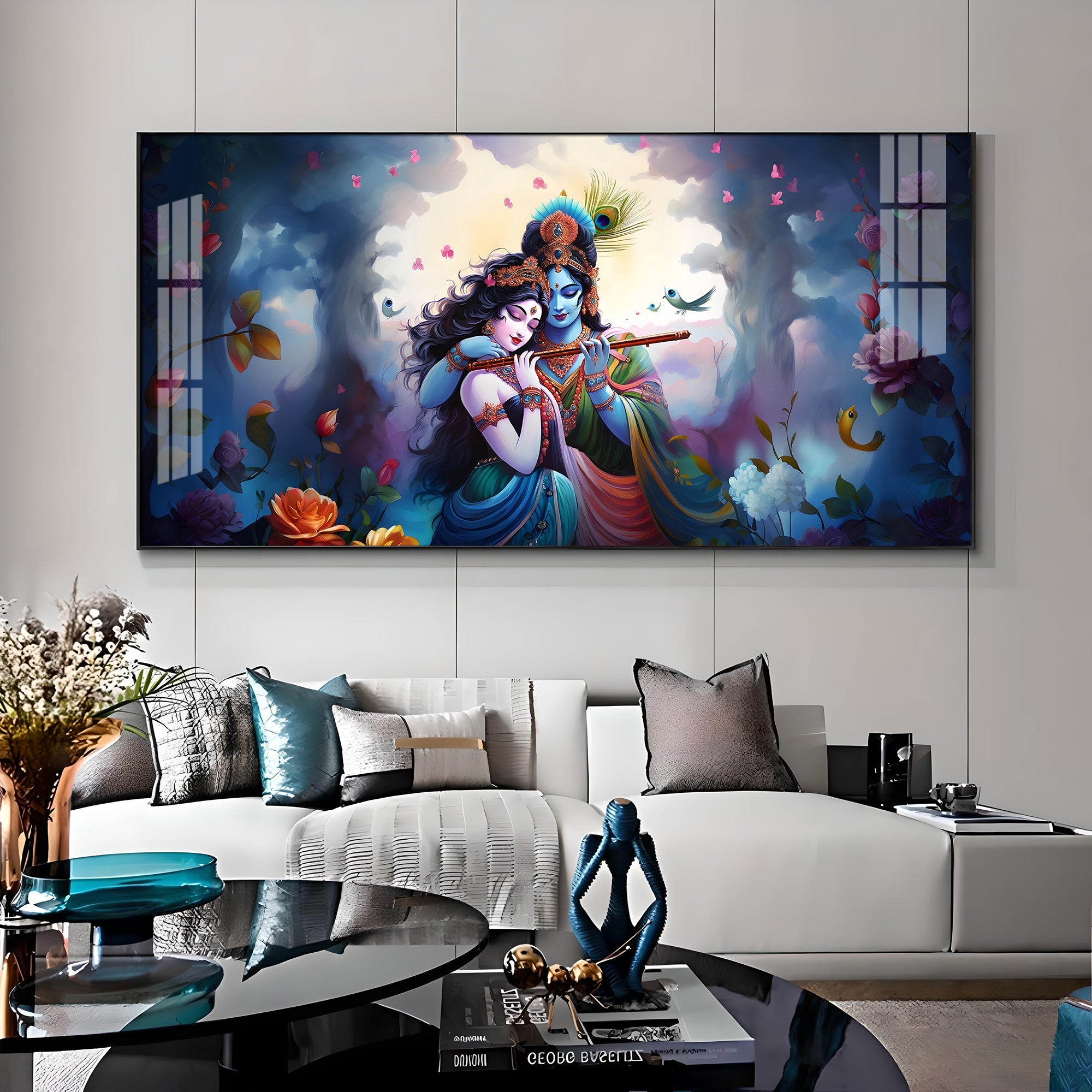 Astounding Love Of Radha Krishna Premium Acrylic Horizontal Wall Art