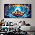 Krishna and Radha Harmony Premium Acrylic Horizontal Wall Art