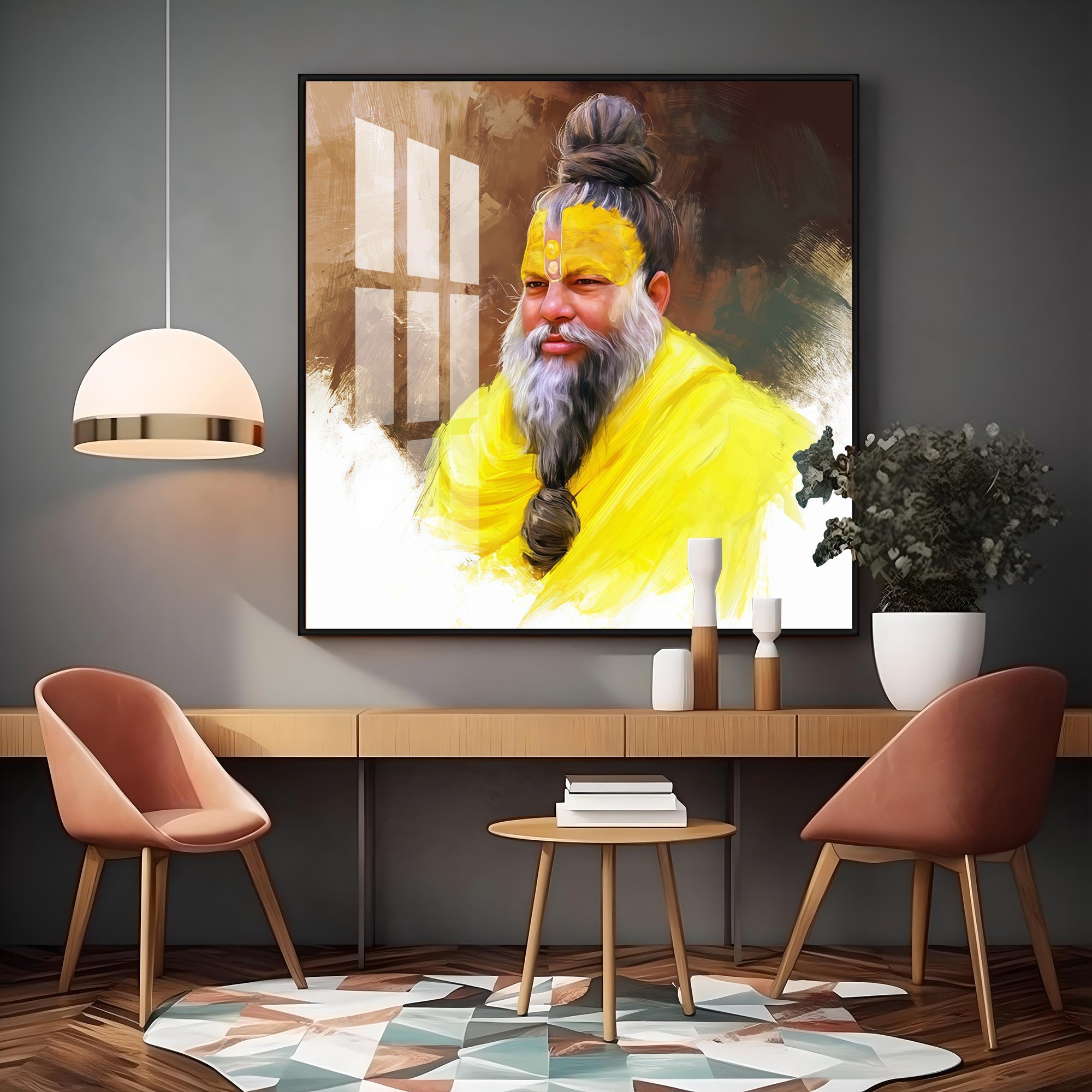 Premanand Ji Maharaj Premium Acrylic Square Wall Art