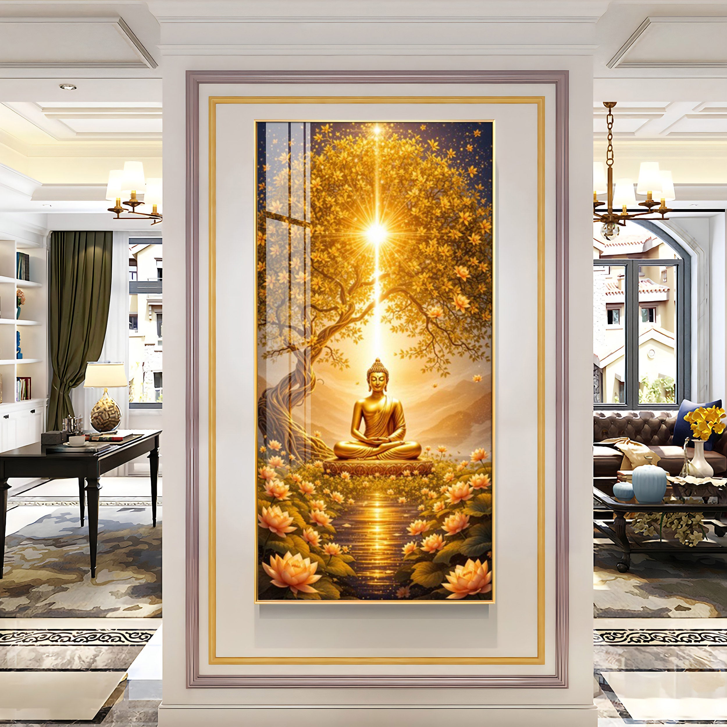 Buddha's Embrace Premium Acrylic Vertical Wall Art