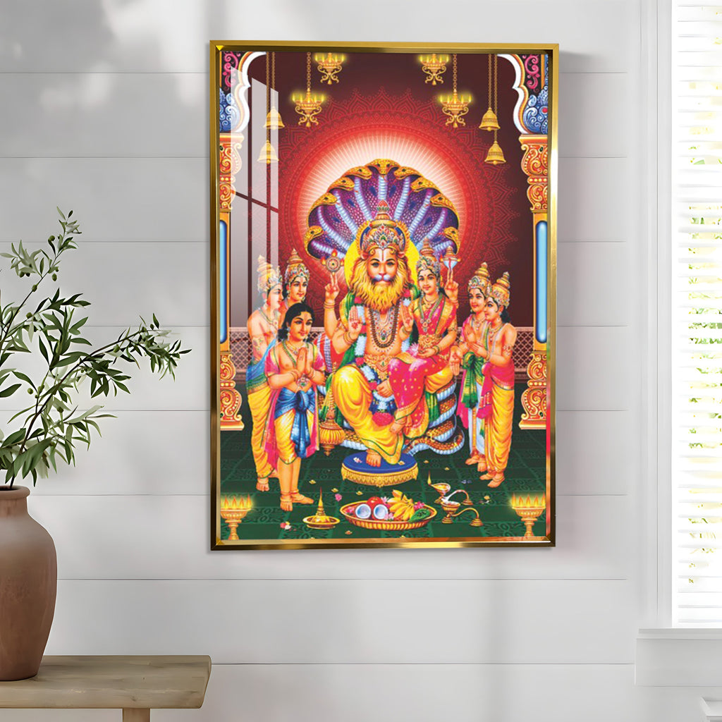 Lakshmi Narasimha Premium Acrylic Vertical Wall Art