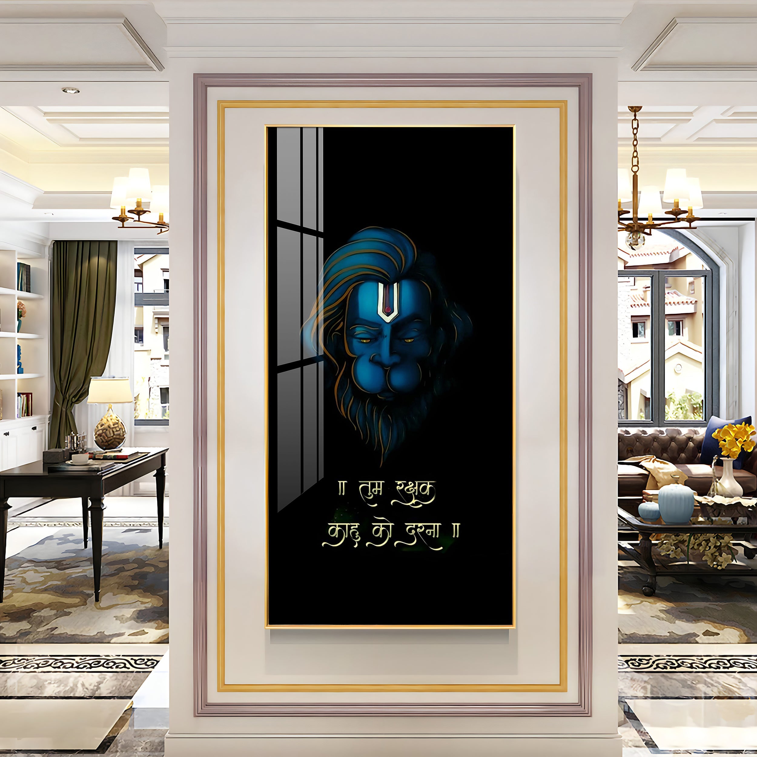 Jai Veer Hanuman Premium Acrylic Vertical Wall Art