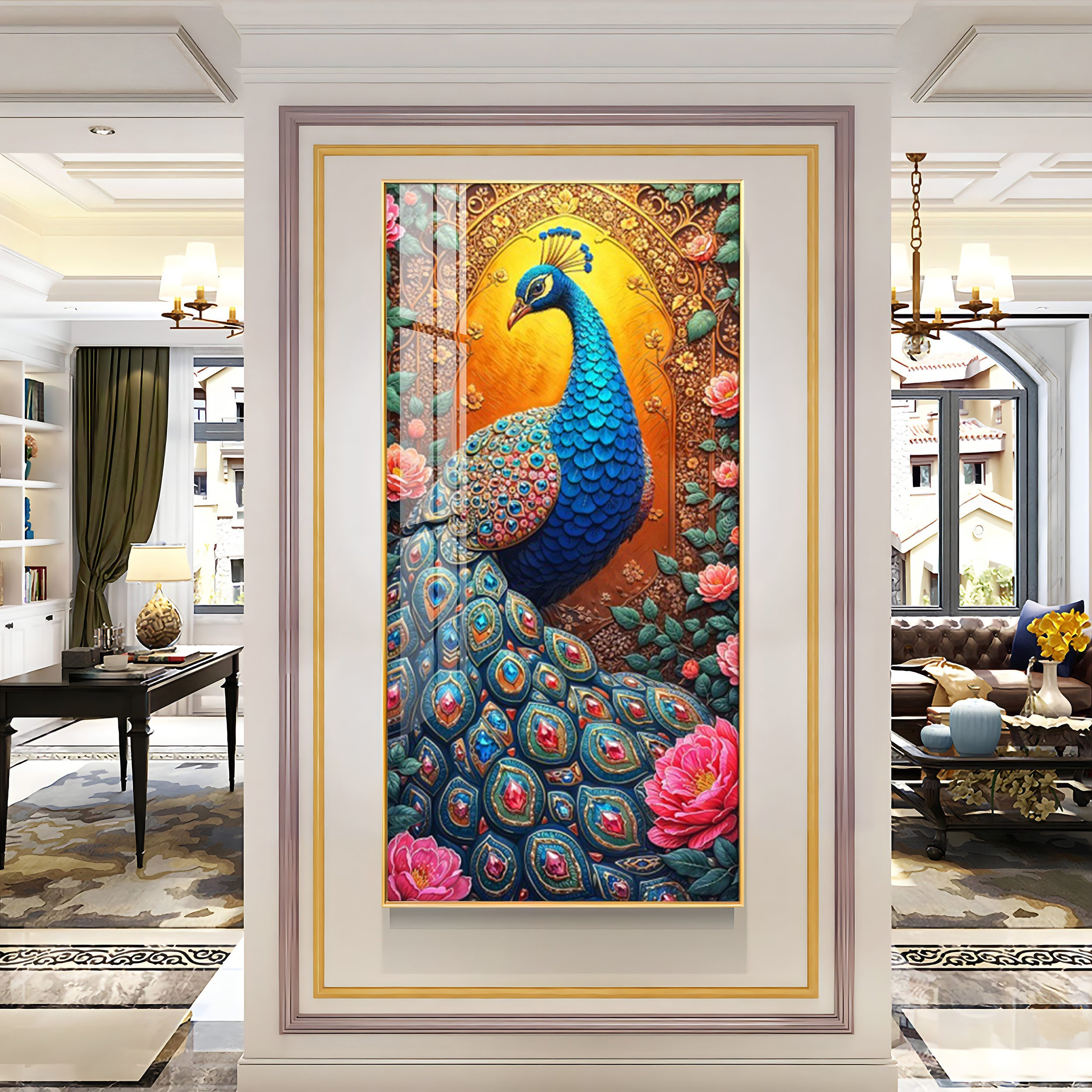 The Peacock Canvas Premium Acrylic Vertical Wall Art