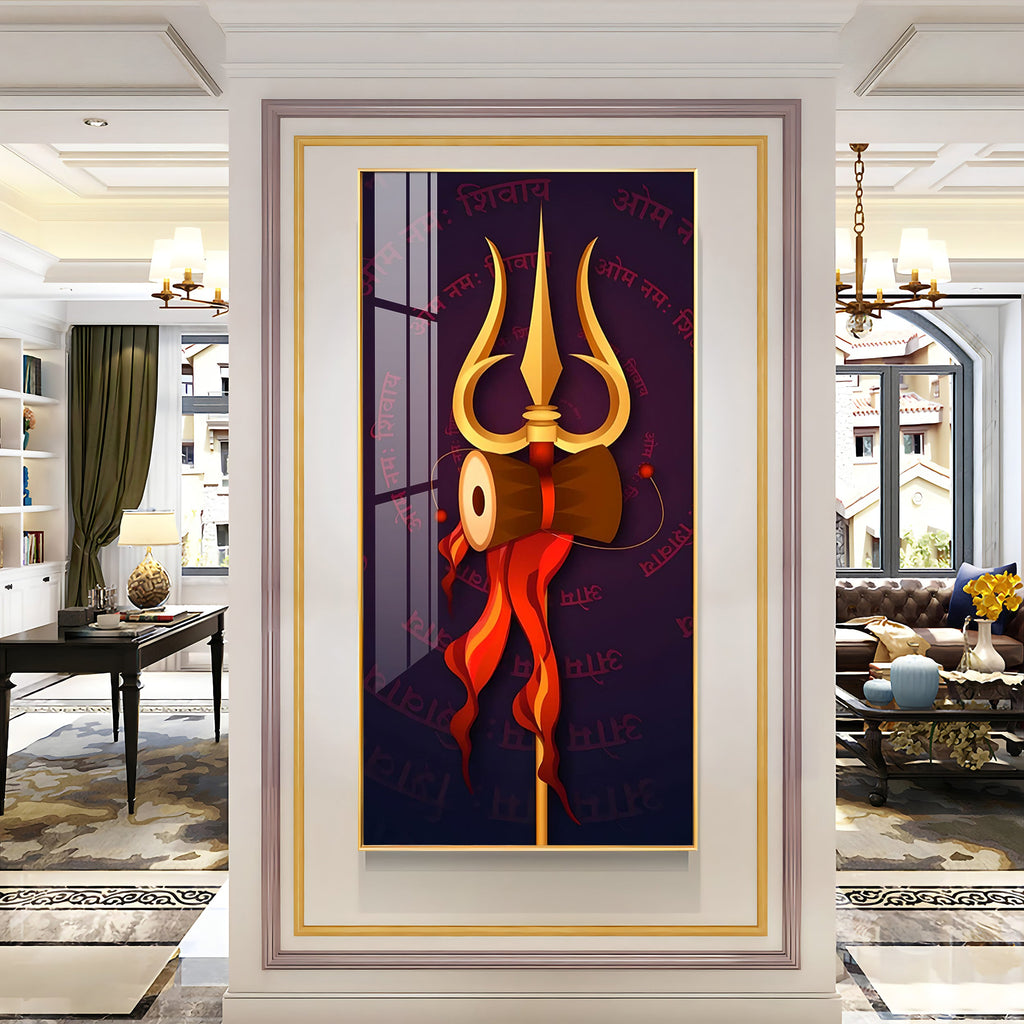 Shiva Trishula Premium Acrylic Vertical Wall Art