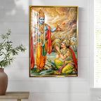 Lord Krishna & Arjuna Premium Acrylic Vertical Wall Art