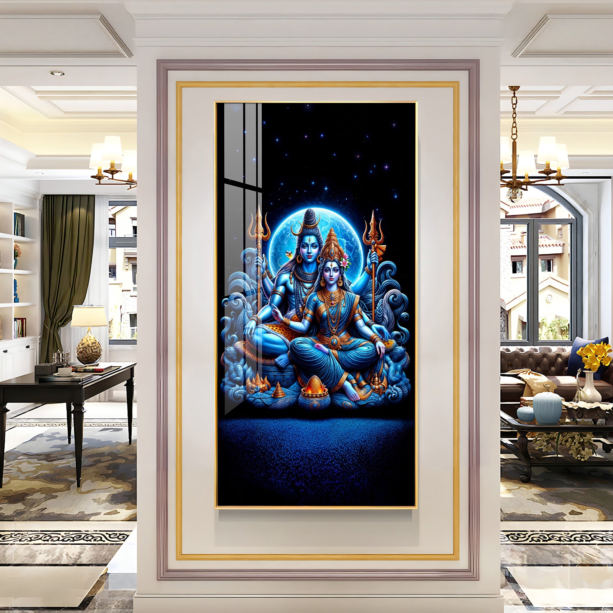 Shiva And Shakti Premium Acrylic Vertical Wall Art