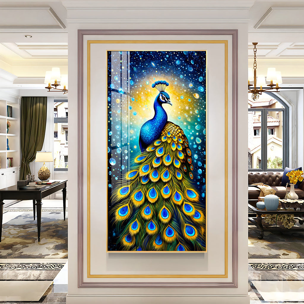 Peacock Majesty Premium Acrylic Vertical Wall Art