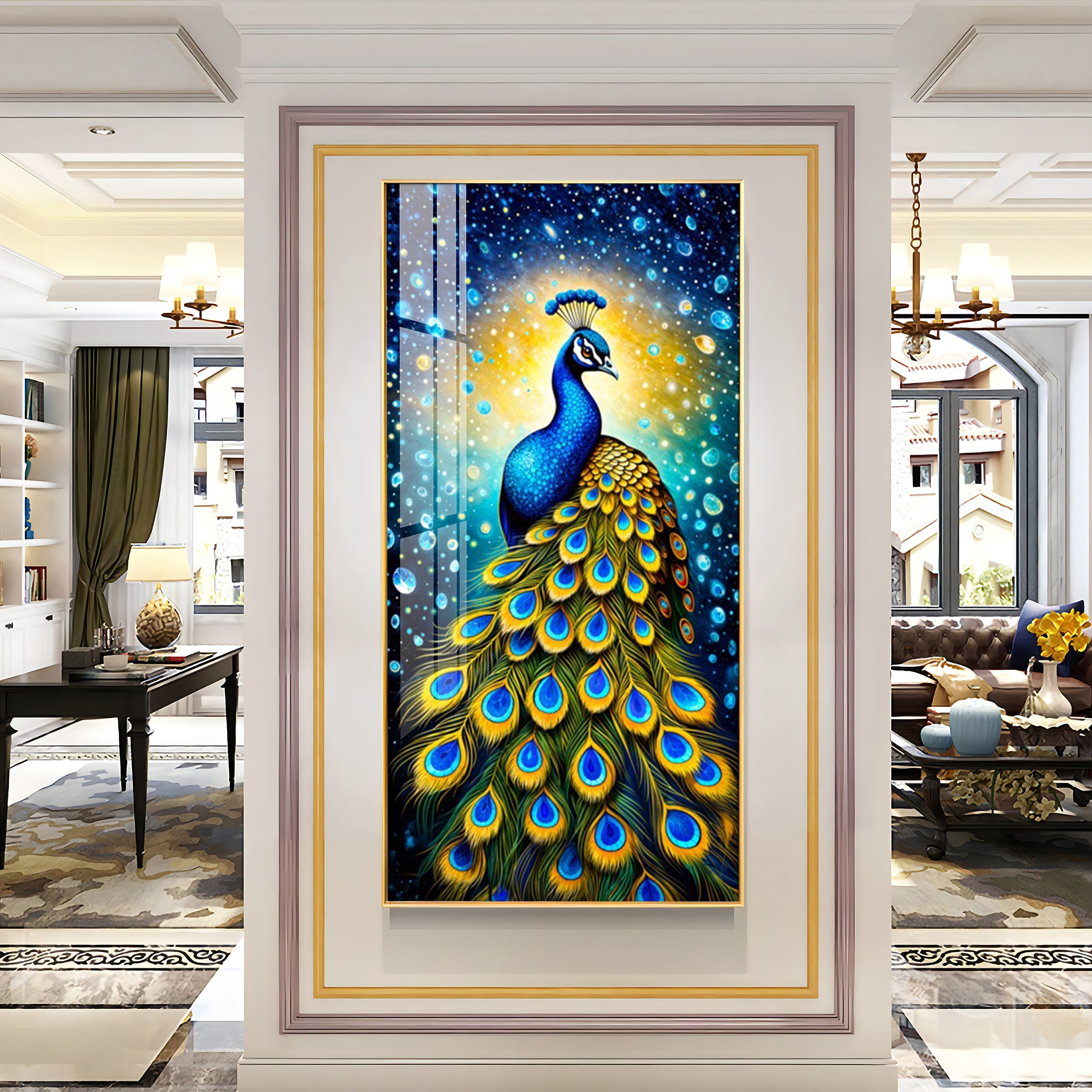 Peacock Majesty Premium Acrylic Vertical Wall Art
