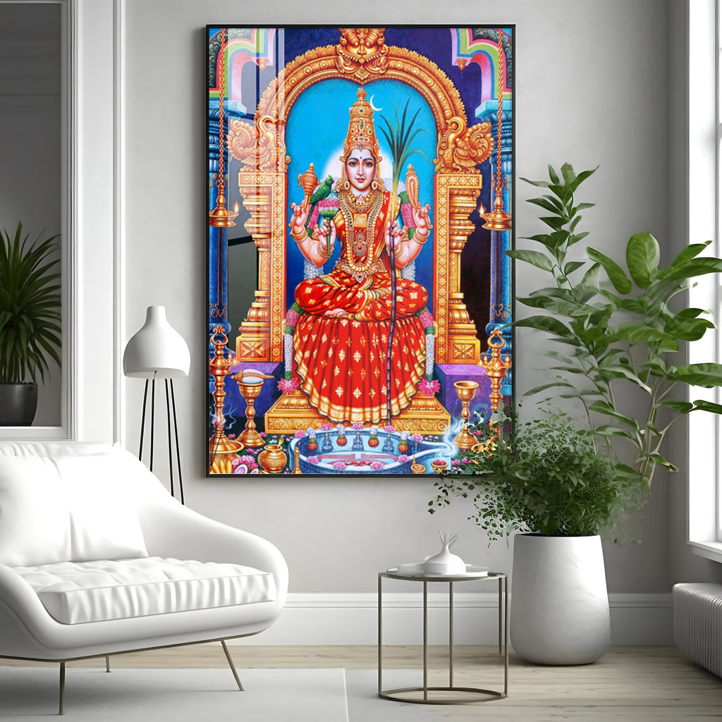 Goddess Kamakshi Amman Premium Acrylic Vertical Wall Art
