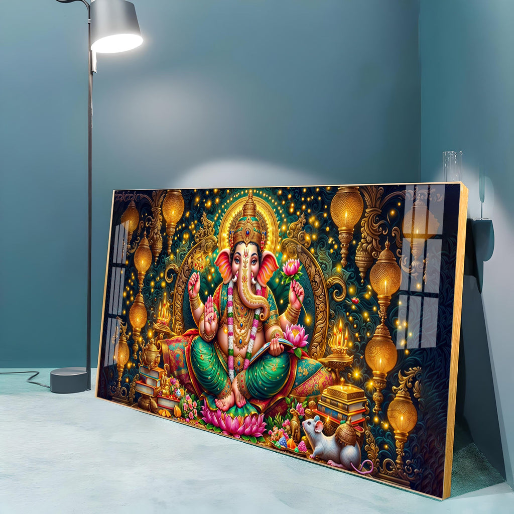 Lord Ganesha Radiance Premium Acrylic Horizontal Wall Art