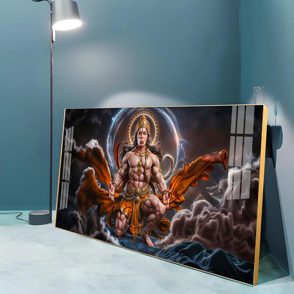 Ethereal Guardian Hanuman Premium Acrylic Horizontal Wall Art