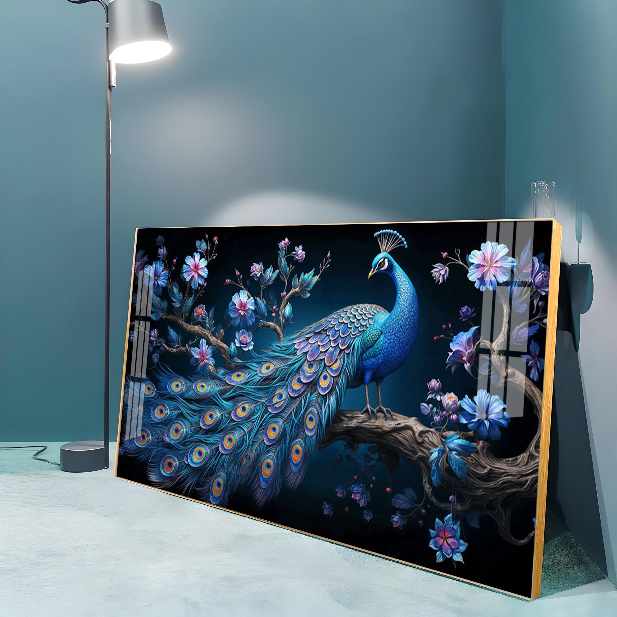 Surreal Peacock Scenery Premium Acrylic Horizontal Wall Art