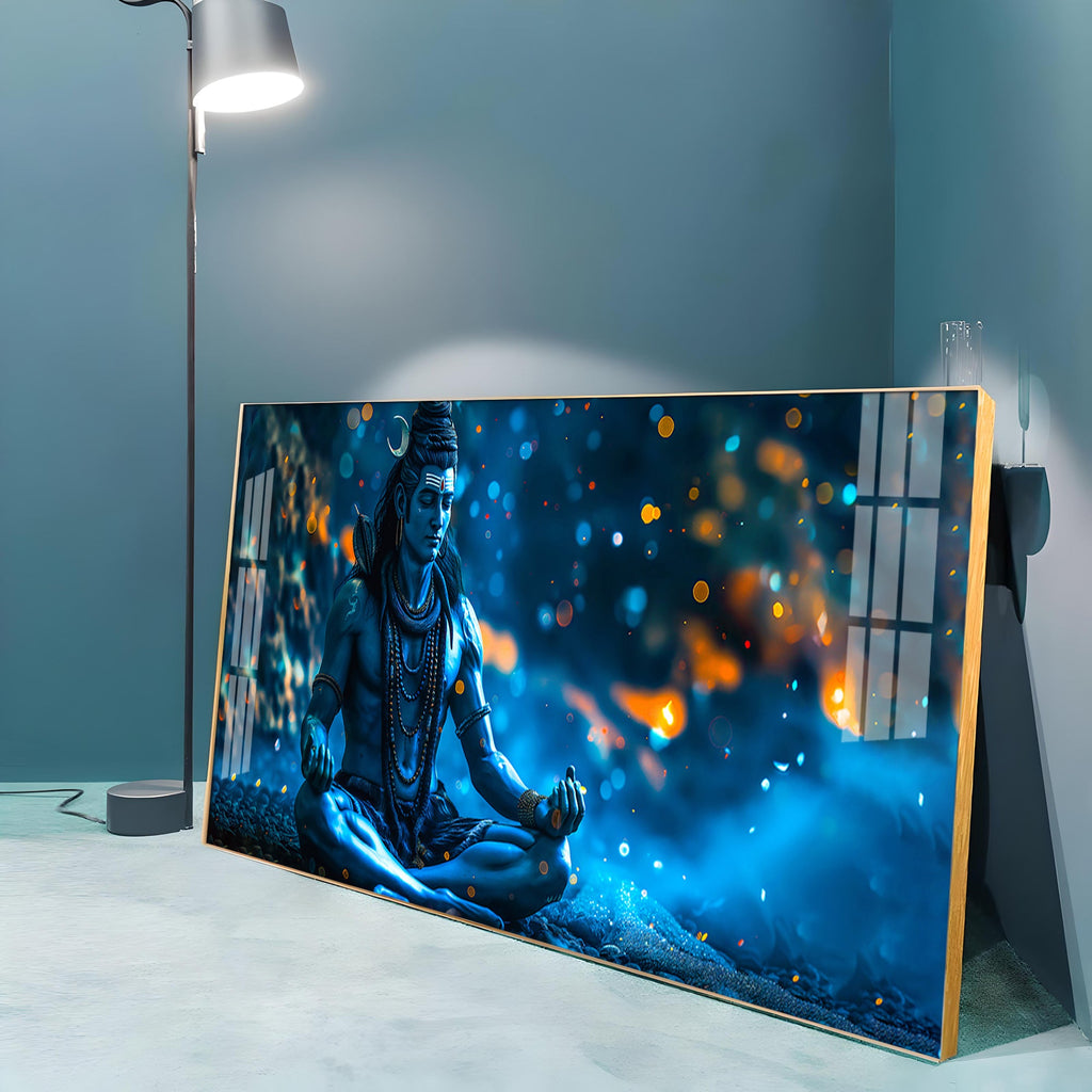 Mahadev In Spiritual Endeavor Premium Acrylic Horizontal Wall Art