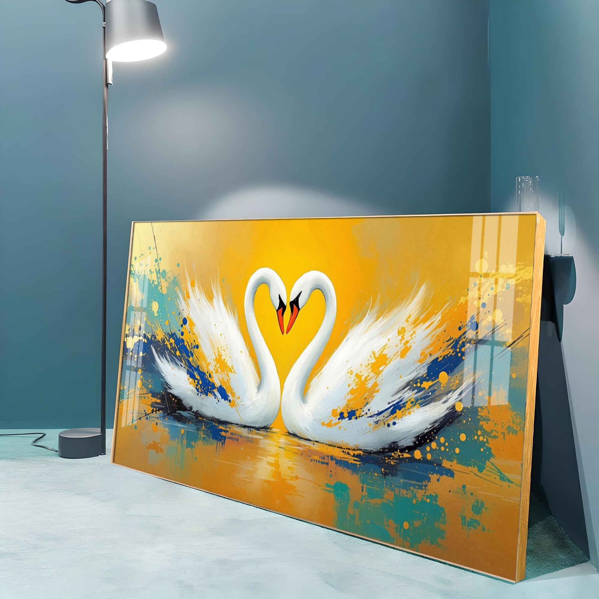 Beloved Swan Hugging Premium Acrylic Horizontal Wall Art