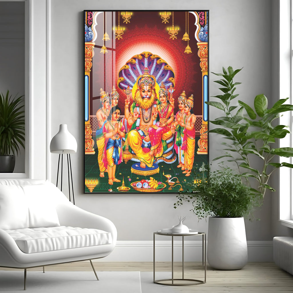Lakshmi Narasimha Premium Acrylic Vertical Wall Art