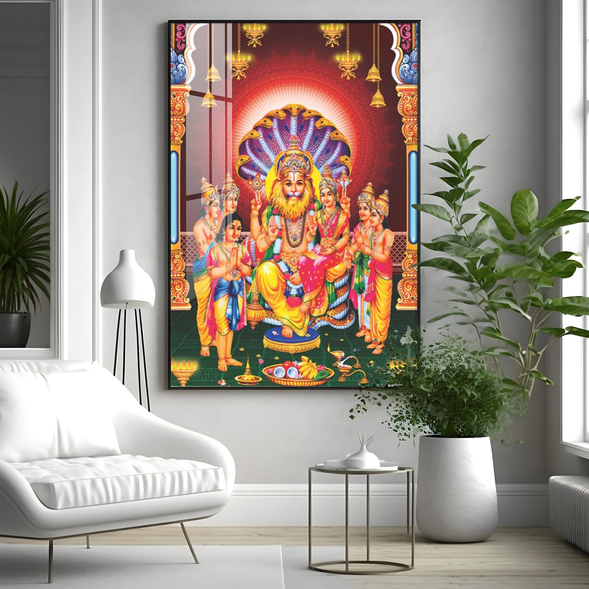 Lakshmi Narasimha Premium Acrylic Vertical Wall Art