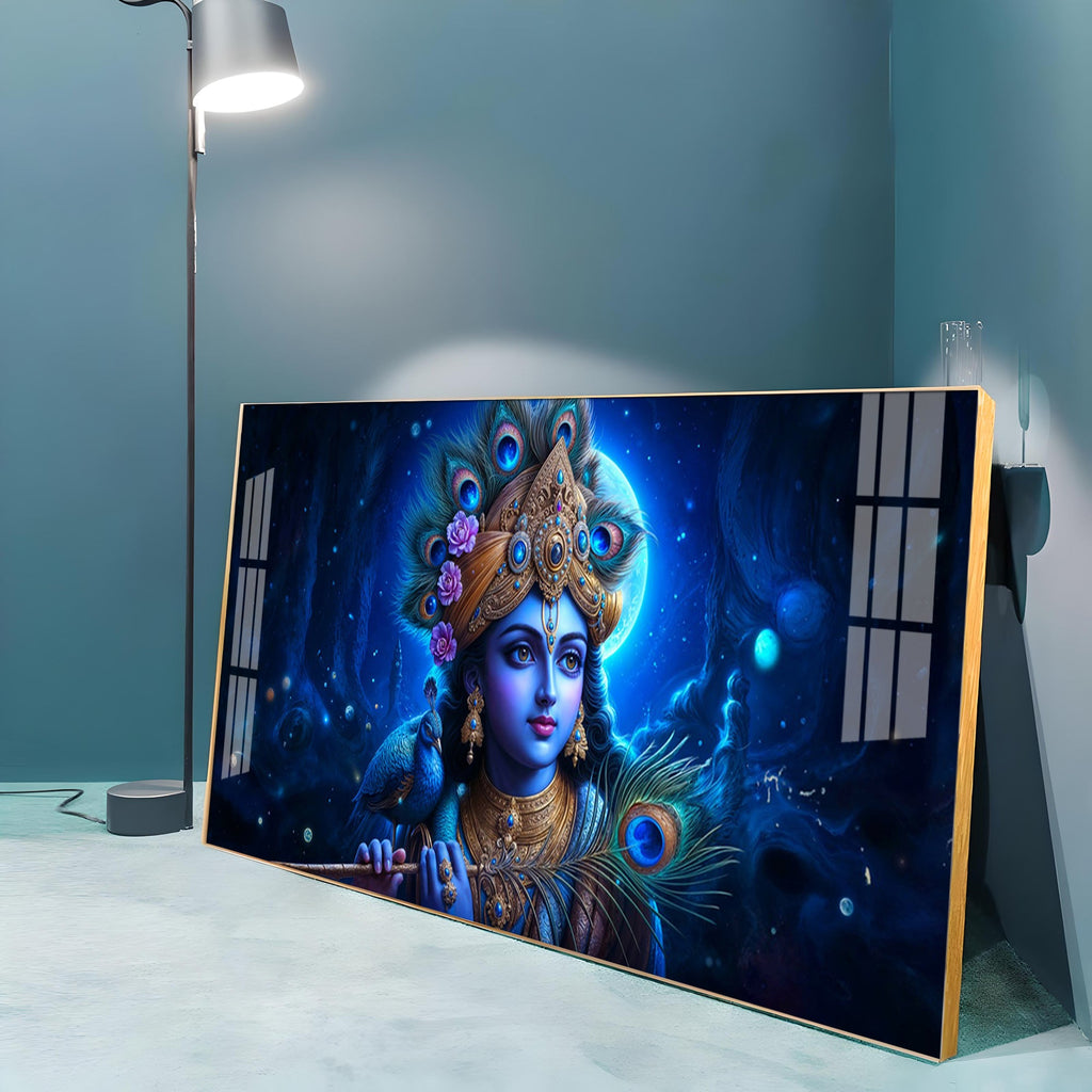 Lord Krishna Bliss Premium Acrylic Horizontal Wall Art